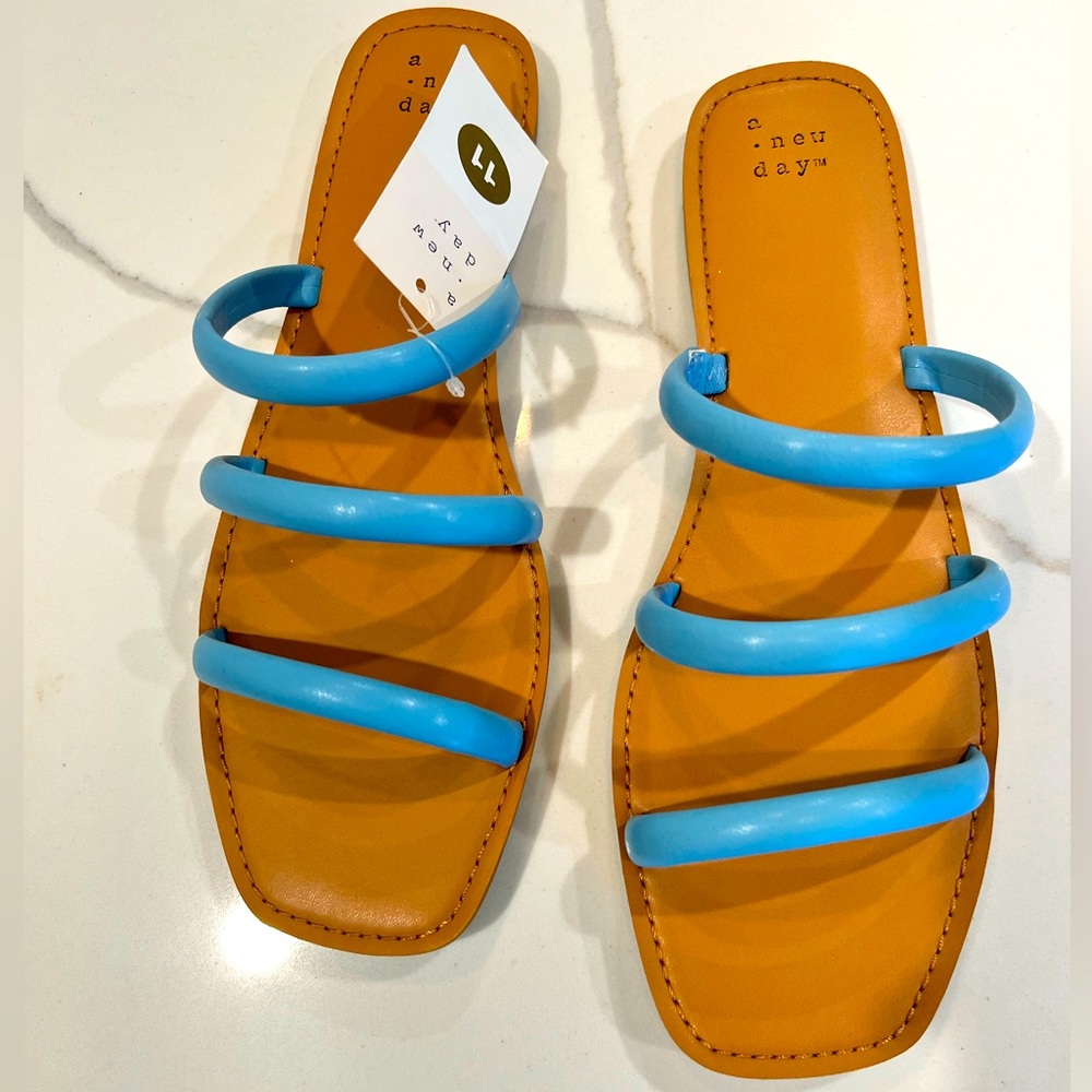 A New Day Aqua Blue slides size 11